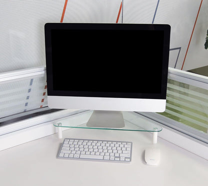 Kantek Extra-Wide Glass Monitor Riser with 8mm Tempered Glass Platform and 60-Pound Capacity, Clear Glass (MS380), 3.3" x 39.4" x 10.2"
