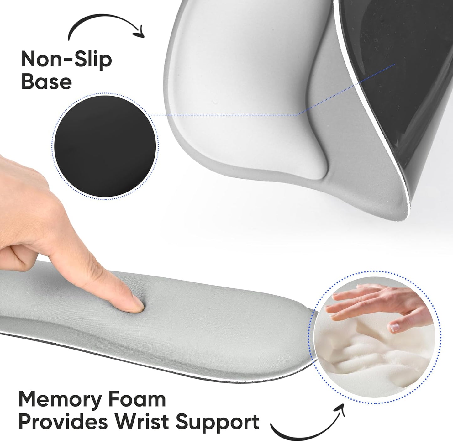 Wrist Rest Support for Mouse Pad Keyboard Set Circle Coaster Gaming Mouse Pad Ergonomic Gel Memory Foam Set for Computer, Laptop, Office, Pain Relief, Comfortably Typing Flowers KM-39