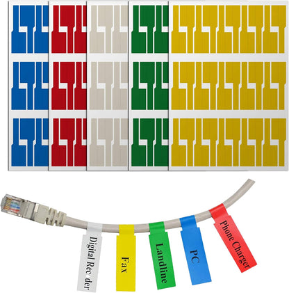 Mr-Label® Self-Adhesive Cable Label - Waterproof | Tear Resistant | Durable - with Online Print Tool - for Laser Printer (10 Sheets (300 Labels), Multi-Color)