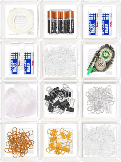 Simple Houseware Clear Drawer Organizer for Office Bin Desk Storage, Assorted Size, 6 Packs