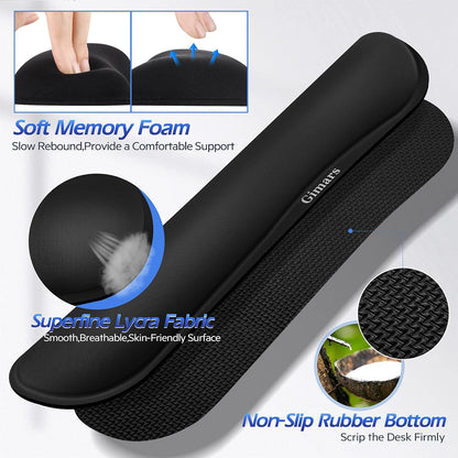 Gimars Upgrade Enlarge Silky and Superfine Fabric Gel Memory Foam Keyboard Wrist Rest Set, Ergonomic Keyboard Mouse Wrist Support for Typing Pain Relief, Comfort for Office, Gaming, Computer