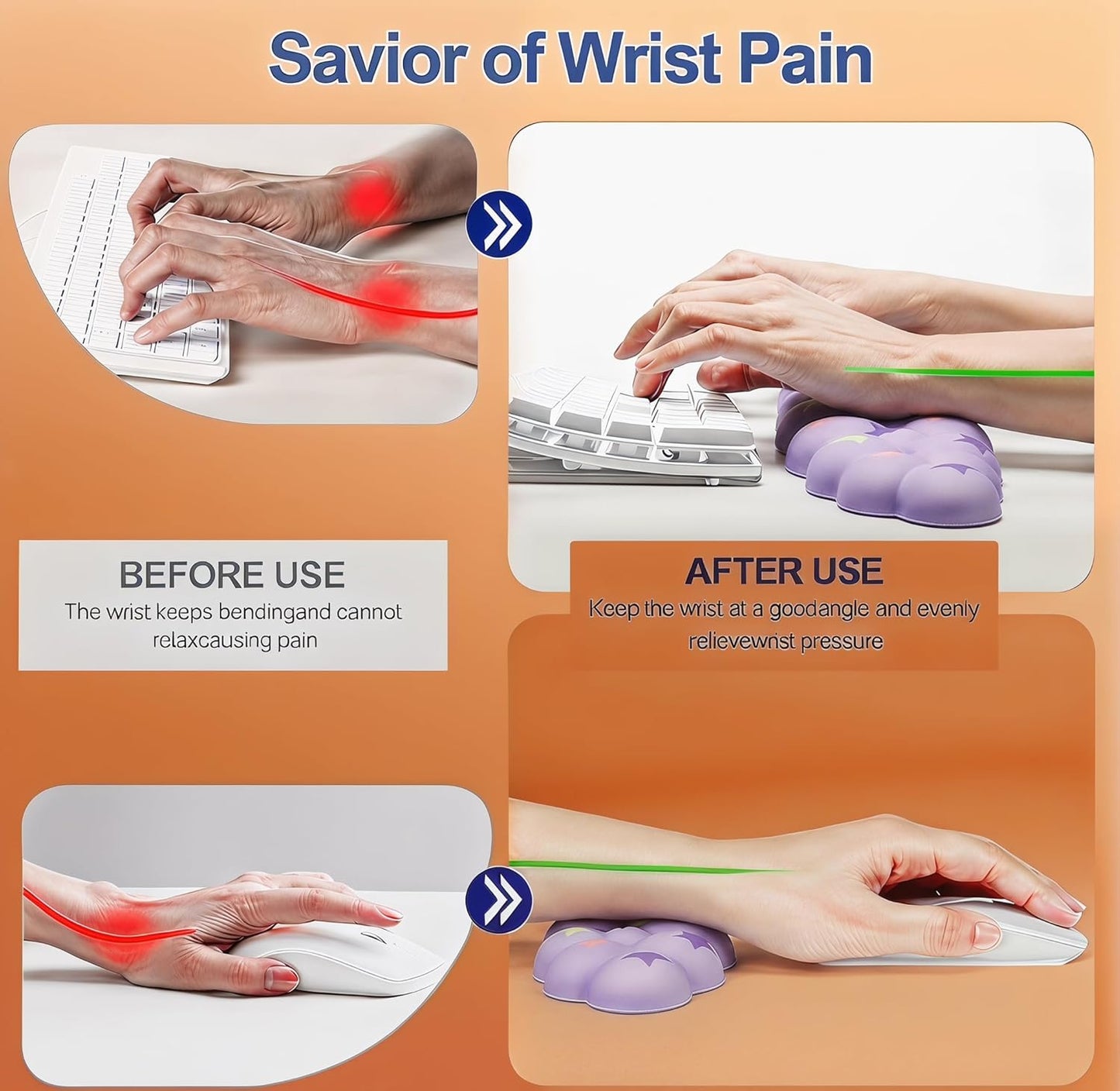 Cloud Wrist Rest Set for Keyboard and Mouse, Includes Cute Coaster, with Computers and Laptops（Purple Star Set）
