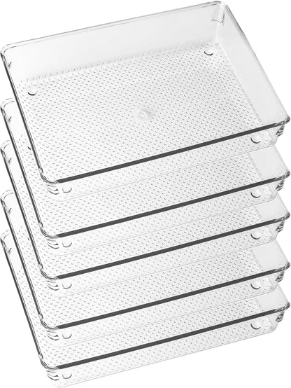 Mesh Tray Silverware Drawer Organizer, Utensil Cutlery Tray Office Supplies with Interlocking Arm Drawer Dividers Organizer for Flatware, Knives,Home,Office, School,Bedroom 12X6'' Black