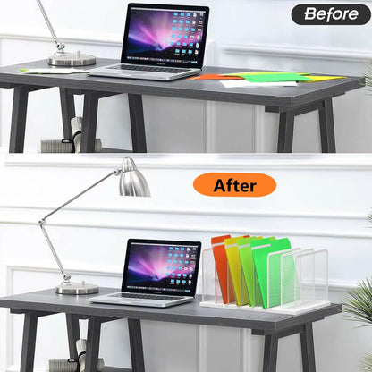 Kuntine.B Desk File Organizer 5 Sections Upright Mesh Desktop Organizer File Sorter Office Organization File Holder for Home, Office & Classroom