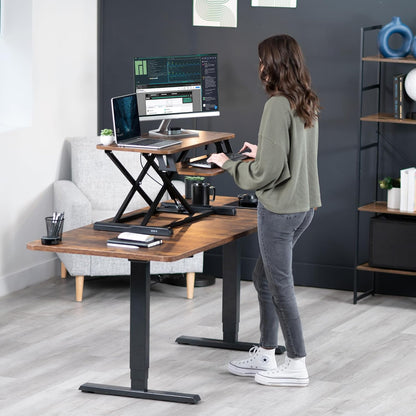 VIVO 26 inch Desk Converter, K Series, Height Adjustable Sit to Stand Riser, Dual Monitor and Laptop Workstation with Keyboard Tray, Black, DESK-V026KB