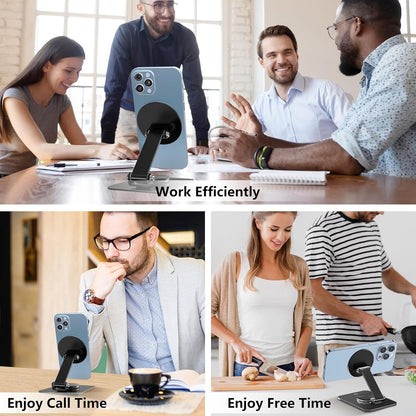 Magnetic Phone Stand Compatible with MagSafe for iphone16, Phone Stand for Desk with 360°Rotation Base, Adjustable Height to 6.1 inch, Compatible for MagSafe Case and iPhone 16/15/14/13/12