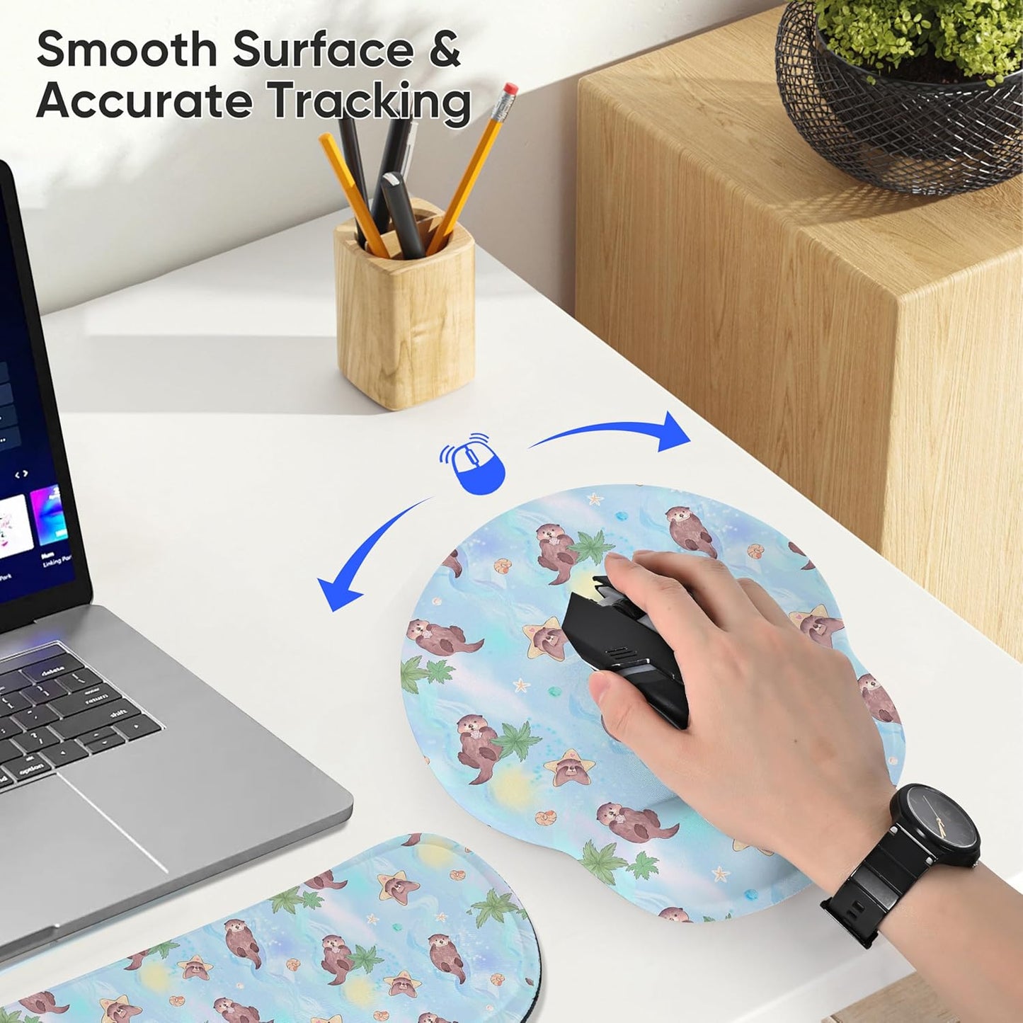 Ergonomic Keyboard Mouse Pad Wrist Rest Support Set for Laptop/Computer/Desktop,Memory Foam Hand Rest Wrist Cushion for Gaming/Office,Lightweight Comfortable & Pain Relief (Flowers)