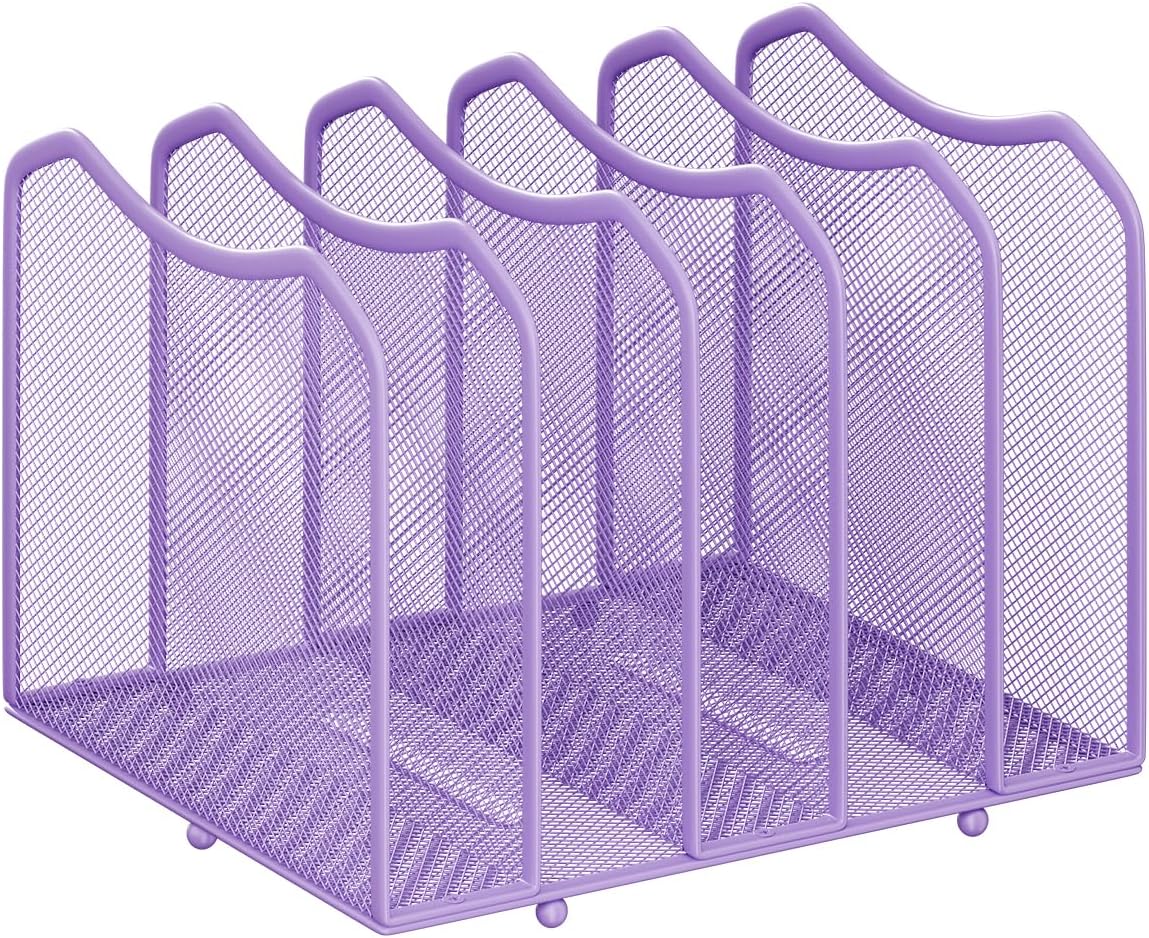 Simple Trending Mesh Desktop File Sorter Organizer, 5-Section Bookshelf for Desk Home Office, Black
