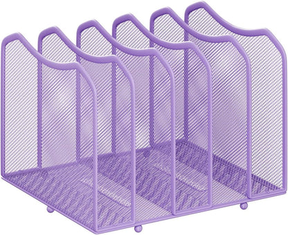 Simple Trending Mesh Desktop File Sorter Organizer, 5-Section Bookshelf for Desk Home Office, Black