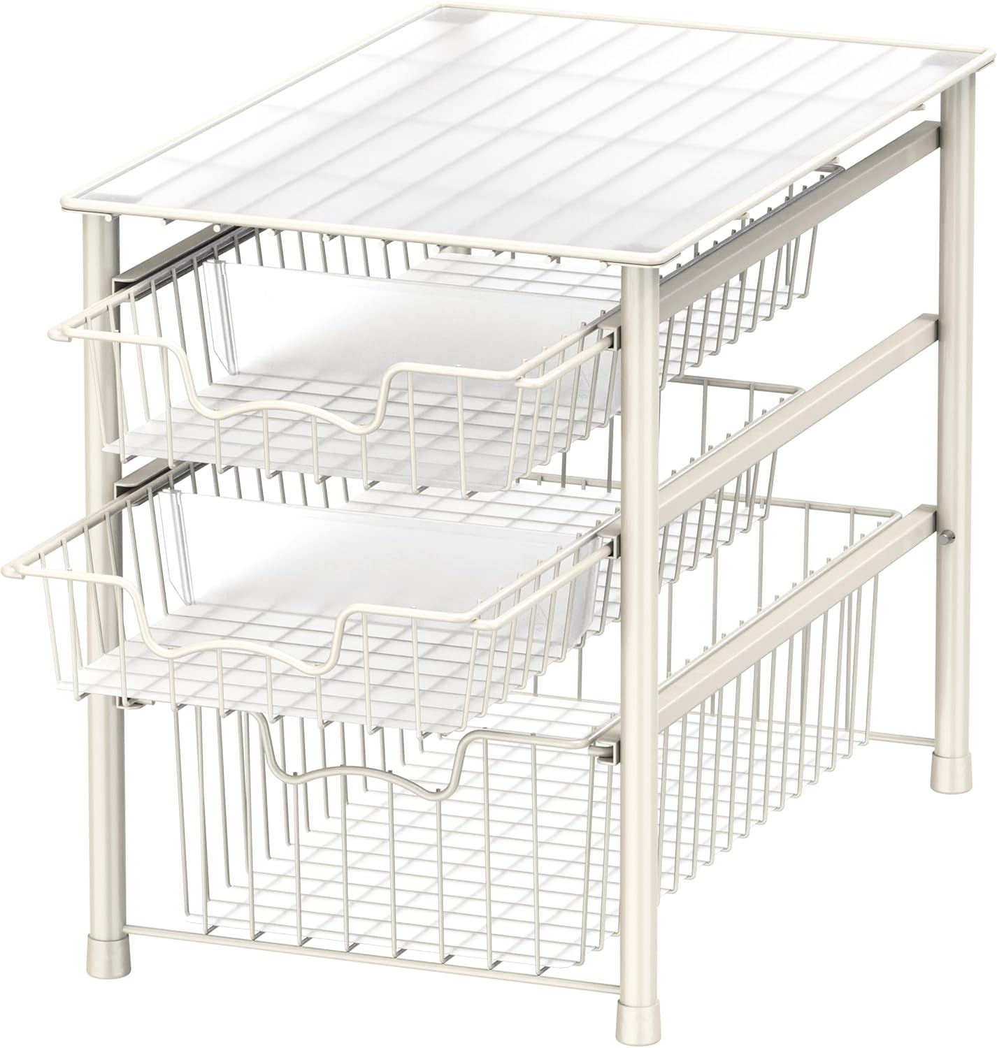 Simple Houseware Stackable 3 Tier Sliding Basket Organizer Drawer, Chrome