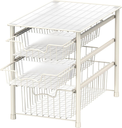 Simple Houseware Stackable 3 Tier Sliding Basket Organizer Drawer, Chrome