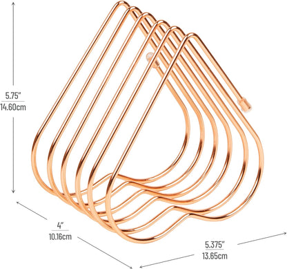 Mind Reader Heart-Shaped Desktop File Organizer, 5-Slot Metal Folder Rack, Magazine & Book Holder, Rose Gold