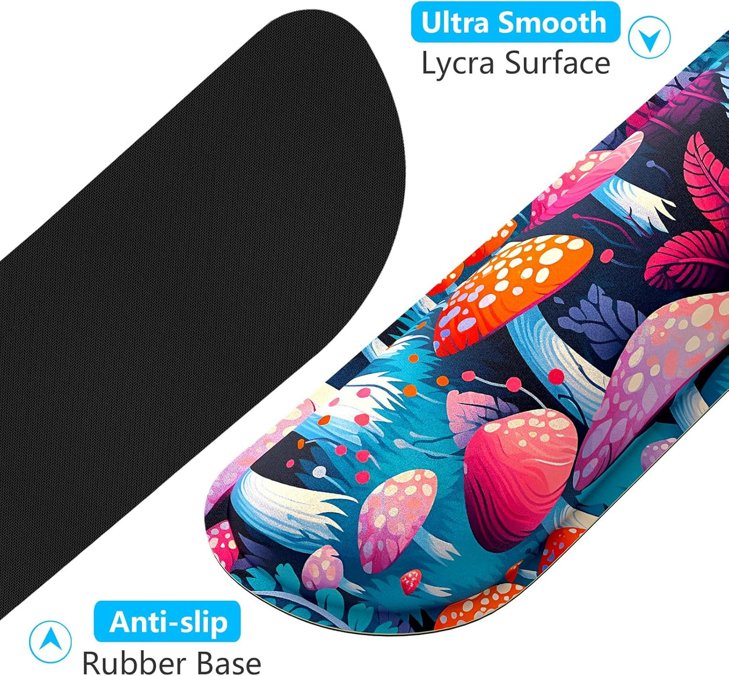 Dapesuom Enlarge Keyboard Wrist Rest, Memory Foam Wrist Cushion for Desk Mats Support, Cute Pain Relief Keyboard Mouse Pad Rests Set with Non-Slip Base for Gaming Laptop Office Computer, Green Leaf