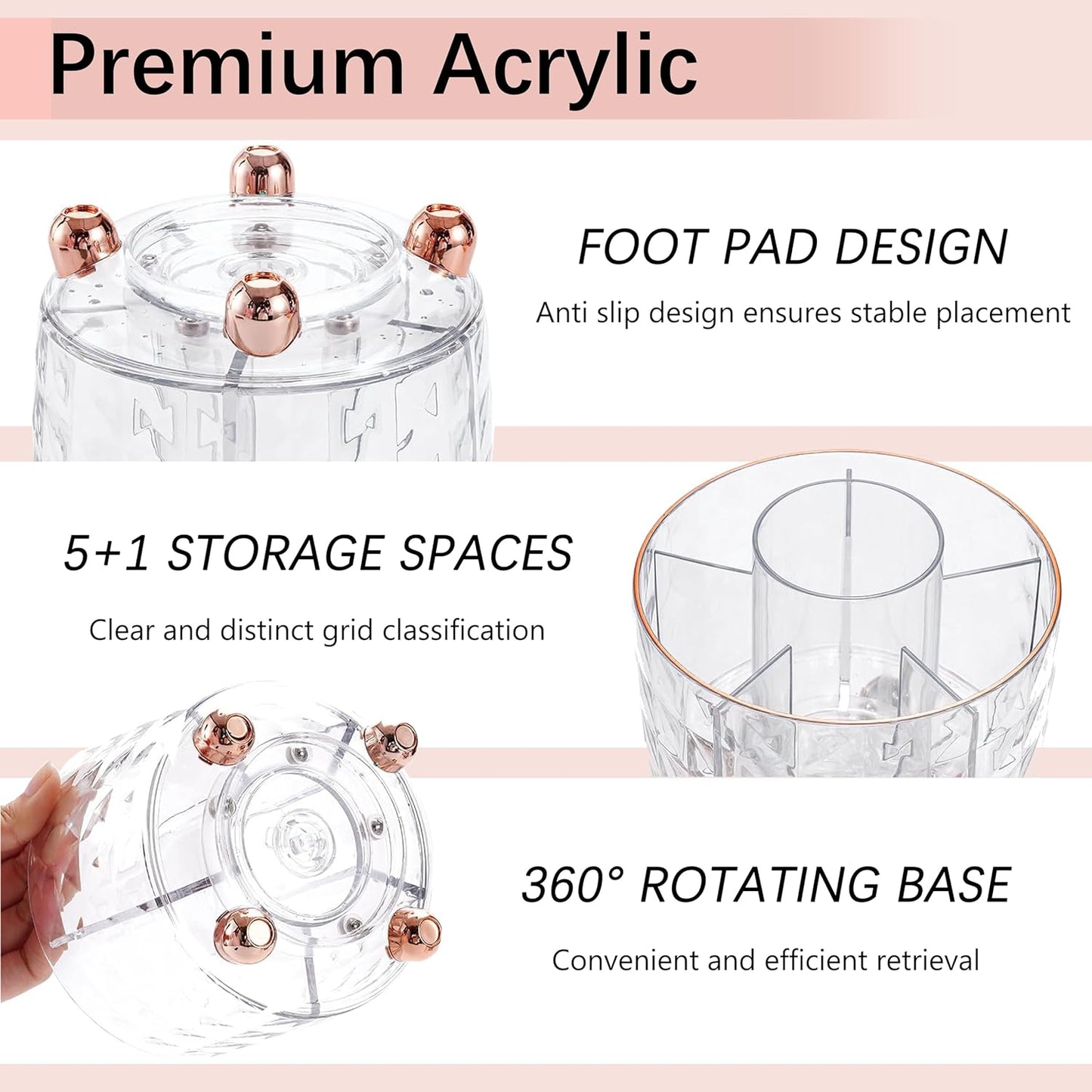 Gold Desk Accessories, Office Desk Organizers and Accessories 360°Pen Holder Acrylic Stapler Set, Phone Holder, Ballpoint Pen, Scissor, Binder Clips, Ruler, Transparent Glue, Sticky Note and Staples.