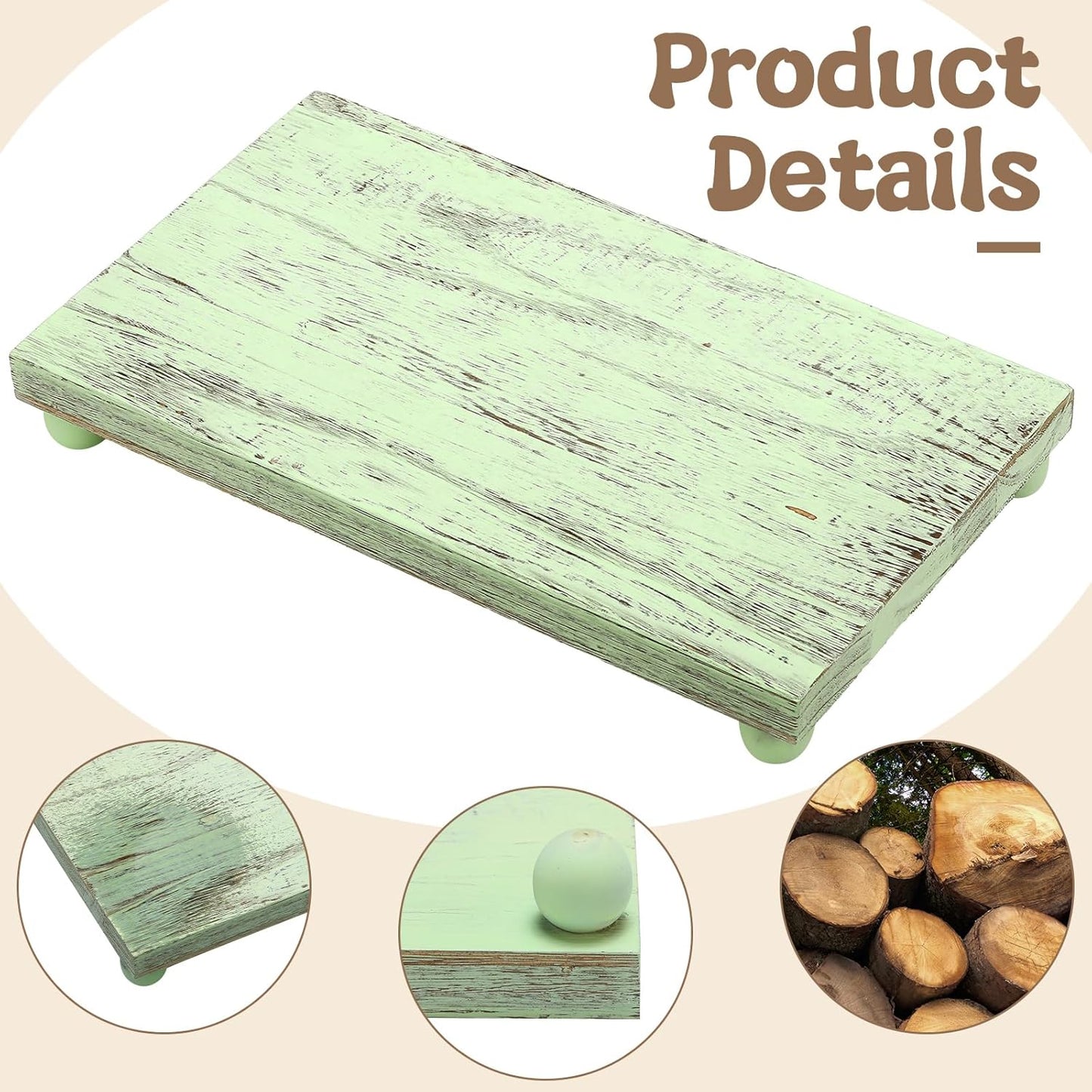 Amyhill Wood Pedestal Stand Kitchen Soap Tray Farmhouse Wooden Riser Stand for Kitchen Bathroom Counter Table Decor Plant Candle Vases Display(Classic,Black,9 x 6 Inch)