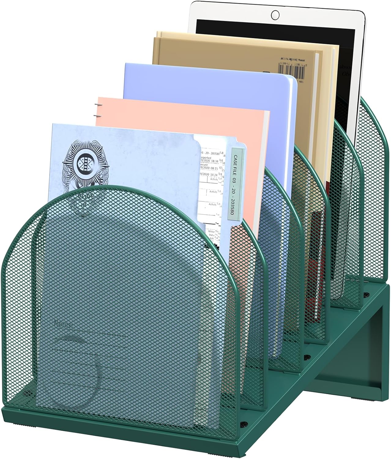 5-Section Desk File Organizer, Metal Mesh Folder Organizer for Documents, Mail & Office Papers (Black)