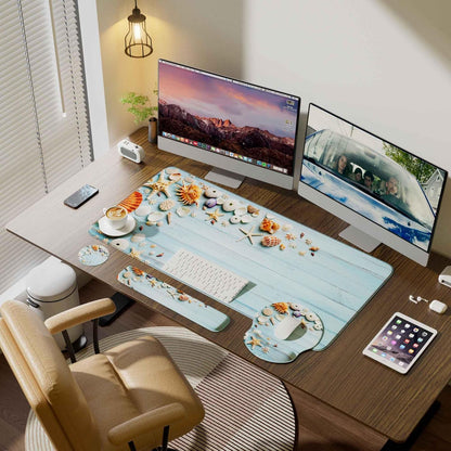 Desk Mat Set + Keyboard and Mouse Pad with Wrist Rest Support,4-in-1 Large Mousepad Computer Mats for Desktop Home & Office-Purple Butterflies