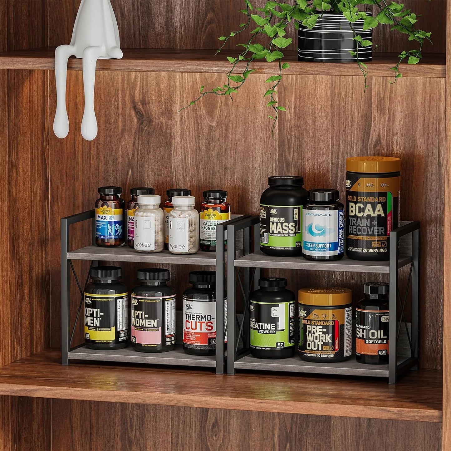 Giikin Countertop Shelf Organizer, 2 Tier Kitchen Spice Rack Organizer for Countertop, Wood Coffee Counter Shelf Organizer for Home (Bamboo, S)
