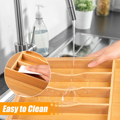 Kitchen Silverware Drawer Organizer and Storage Flatware Cutlery Utensil Holder Spice Rack Containers Bathroom Counter Cabinet Office Desk Makeup Drawer Tray Kitchen and Dining Tools Decor Accessories