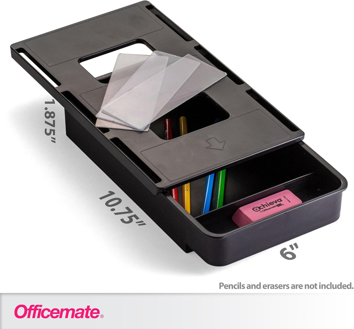 Officemate Large Self-Adhesive Under Desk Drawer, White, 12.5" x 10.75" x 1.875" (22556)