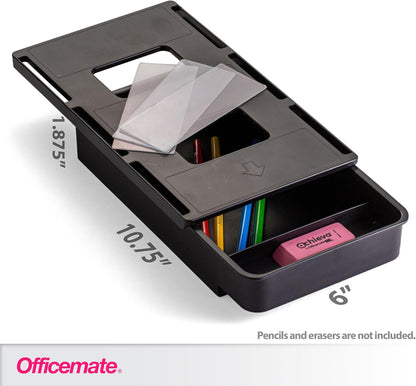 Officemate Large Self-Adhesive Under Desk Drawer, White, 12.5" x 10.75" x 1.875" (22556)