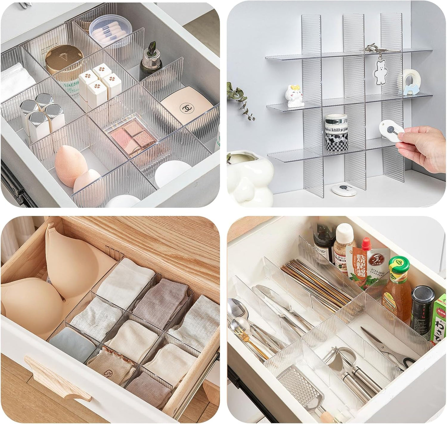 8pcs Adjustable Drawer Dividers Organizer|Expandable Drawer Organizers for Clothes, Kitchen Utensils&Tools, Customizable Drawer Dividers for Drawers|Separadores de Cajones for Storage&Organization