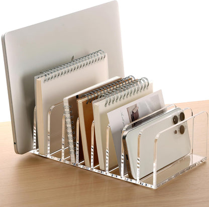 SANRUI 3 Compartments Mail Organizer Letter Holder for Desk ,Vertical Letter Holder,File Sorter Acrylic Desk Organizer Office Supplies,Clear