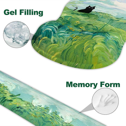 Ergonomic Mouse Pad with Wrist Rest and Keyboard Wrist Rest, Black Mousepad and Wrist Rest for Computer Keyboard, Pain Relief, Non-Slip PU Base, Gel Mouse Pad with Wrist Support for Gaming, Office