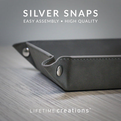 Lifetime Creations Monogrammed Valet Tray for Men (Brown) - Personalized Vegan Leather Catch All, Nightstand Desktop Desk Organizer for Coins, Keys, Watch