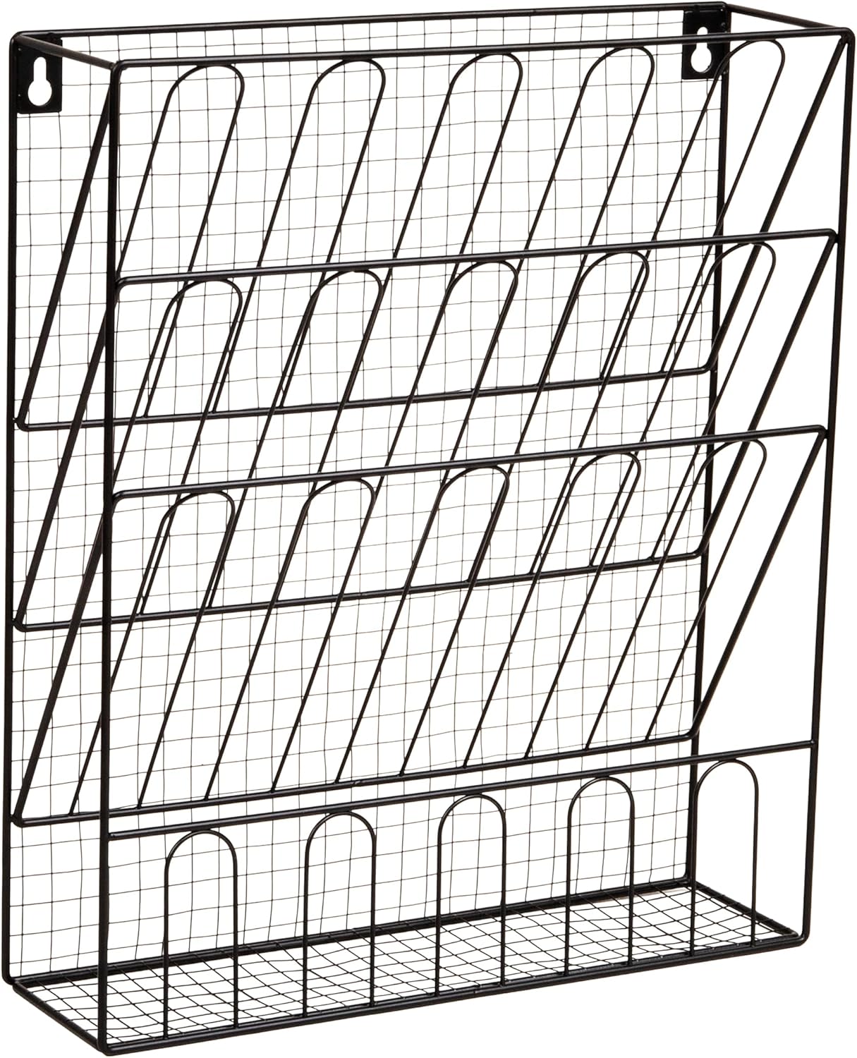 Mind Reader 5-Pocket Vertical File Storage, Desktop Organizer, Wall Mount, Office, Metal Mesh, Pink