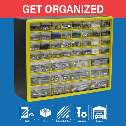 Akro-Mils 24-Drawer Plastic Drawer Storage Cabinet for Garage Organization, Bead Organizer, Building Bricks Storage, Teacher Toolbox, Makeup Organizer, 20" W x 6" D x 16" H, 10124 Black