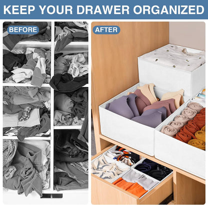 Criusia Drawer Organizer Clothes 12 Pack, Dresser Organizer for Nursery Bedroom Closet Organization and Storage - Baby Clothes Organizer Bins - Drawer Divider for Sock Underwear Bra Ties (Grey)
