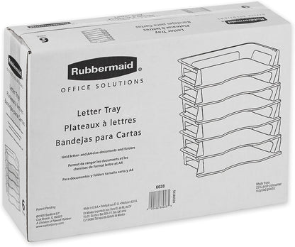 Rubbermaid Regeneration Letter Tray, Six Tier, Plastic, Black (86028)