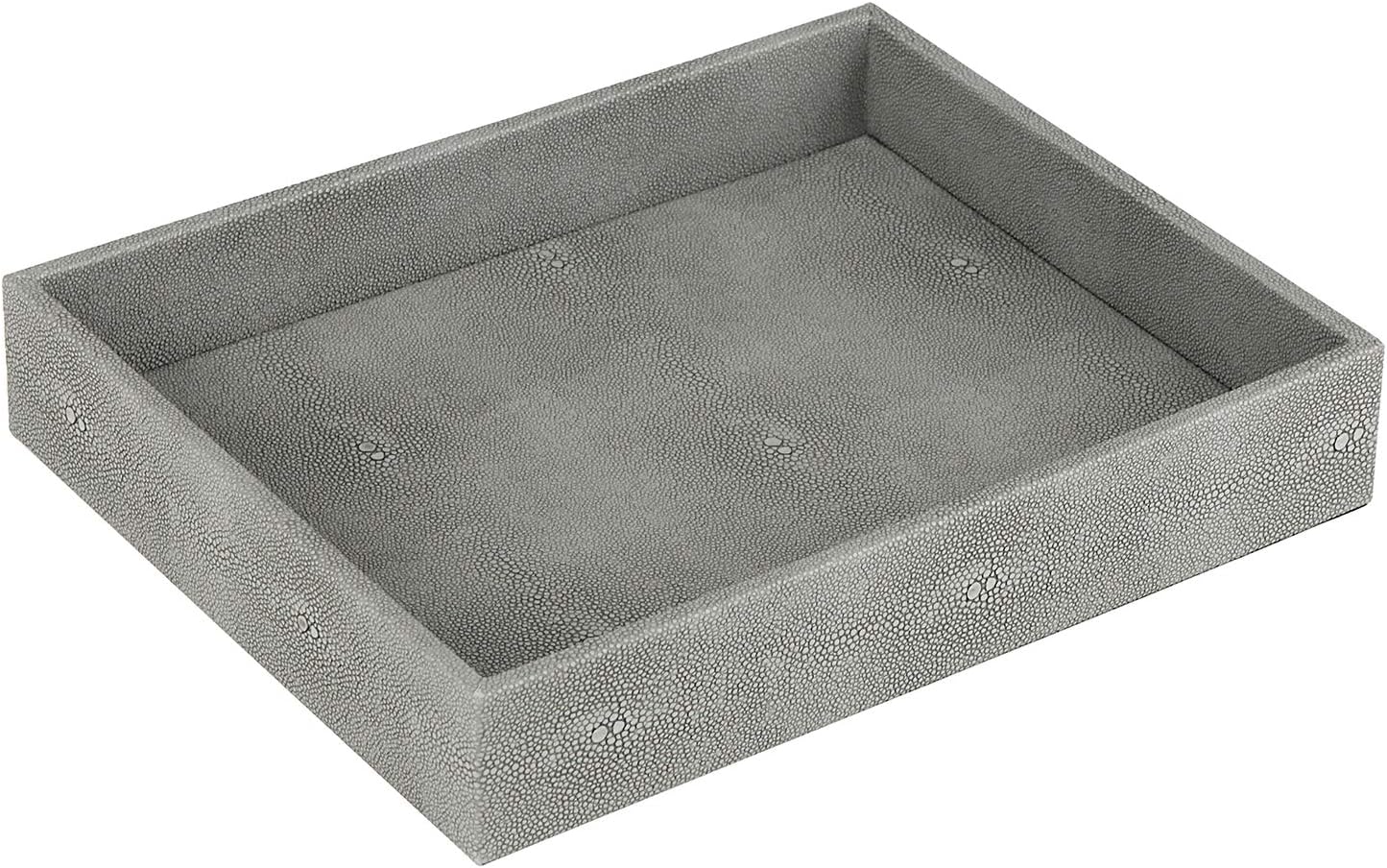 HofferRuffer Faux Leather Vanity Tray, Elegant Desktop Storage Organizer, Decorative Catchall for Perfume, Bathroom Valet, Nightstand or Dresser, Black, 10.2 x 8.4 x 1.8 Inches