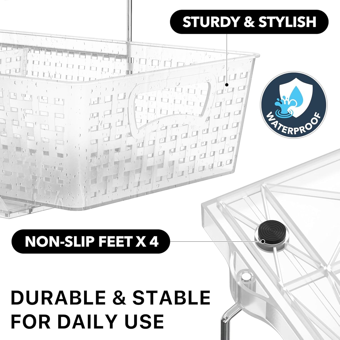Simple Houseware 2 Tier Bathroom Organizer Tray Pull-Out Sliding Drawer, Under Sink Storage, Black