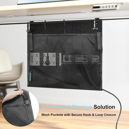 No Drill Under Desk Cable Management and Privacy Panel 2 in 1 | Modesty Panel with Cord Organizer |Felt Standing Desk Back Skirt for Office,Home(47.2")