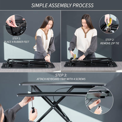 VIVO 26 inch Desk Converter, K Series, Height Adjustable Sit to Stand Riser, Dual Monitor and Laptop Workstation with Keyboard Tray, Black, DESK-V026KB