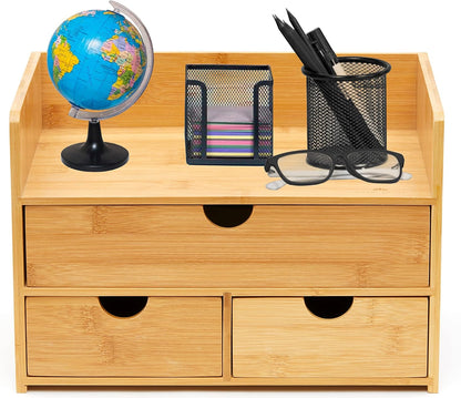 RoyalHouse Natural Bamboo Desktop Organizer, Attractive Design, Stand Shelf for Books, Accessories and More, Home D?cor, Ideal Gift for Family & Friends