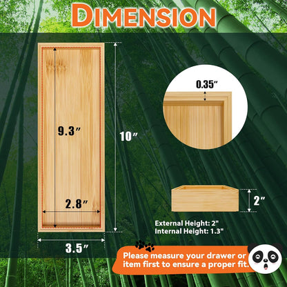 Lixple Bamboo Drawer Organizer, Cutlery Silverware Organizer for Kitchen Drawer, Stackable Utensil Organizer, 2 Pcs Flatware Organizer for Drawer, Wooden Storage Box Tray (Bamboo, 9 X 6 X 2 Inch)