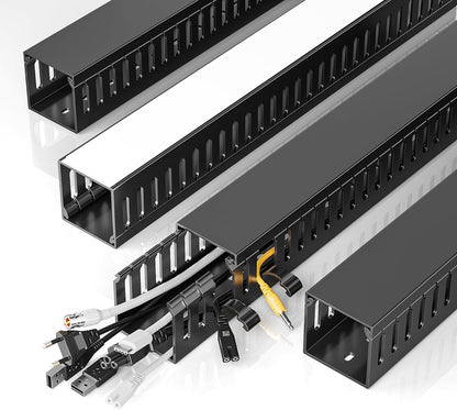 Yecaye 62.8in(4x15.7in) Cable Raceway, Large Under Desk Cable Management for Server Rack Wire Raceway, Wire Management Tray, Cord Organizer for Gaming Desk, Black