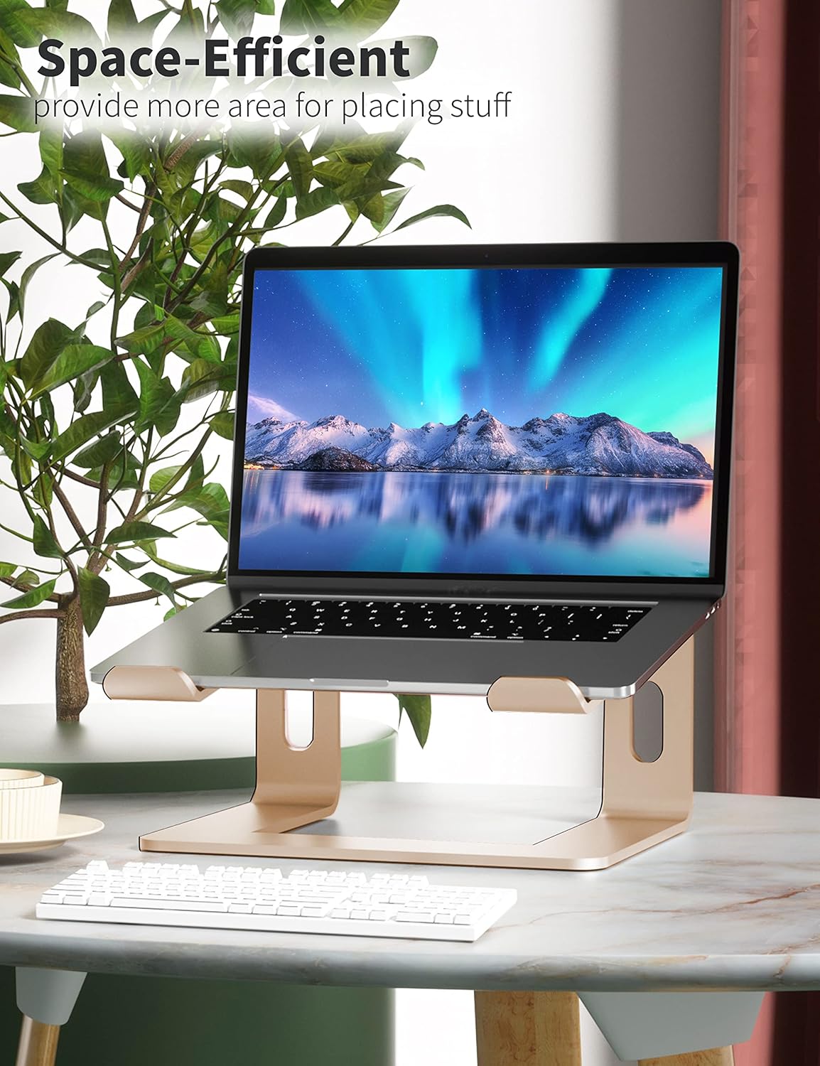 SOUNDANCE Laptop Stand, Aluminum Computer Riser, Ergonomic Laptops Elevator for Desk, Metal Holder Compatible with 10 to 15.6 Inches Notebook Computer, Silver