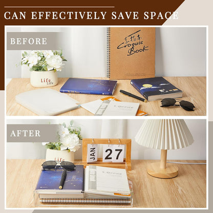 Lincia 12.6 x 10.2 x 2.1 Inches Acrylic Letter Tray Stackable File Paper Tray Acrylic Desk Organizer Clear Holder Desk Accessories for Office Home Library