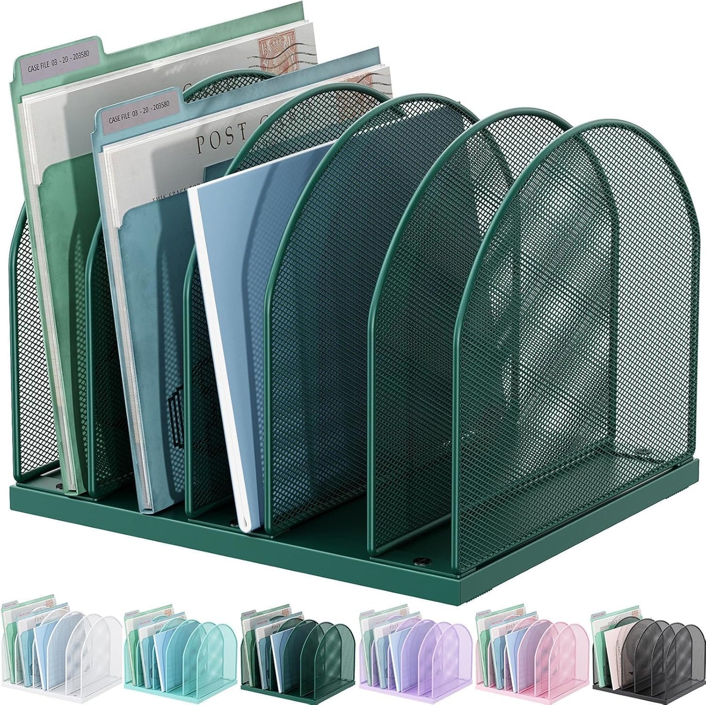 gianotter Desktop File Organizer, Desk Organizer with 5 Compartments, Paper Organizer for Desk, Workspace Organizers for Office Supplies (Black, Upright Style)