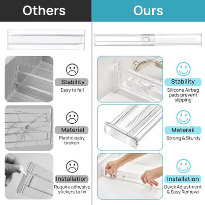 Vtopmart 8 Pack 6" Tall Upgrade Drawer Dividers for Big and Deep Drawer, 12.8"-22.3" Adjustable Expandable Dresser Drawer Organizer, Clear Plastic Separators for Dresser, Baby Supplies, Kitchenware