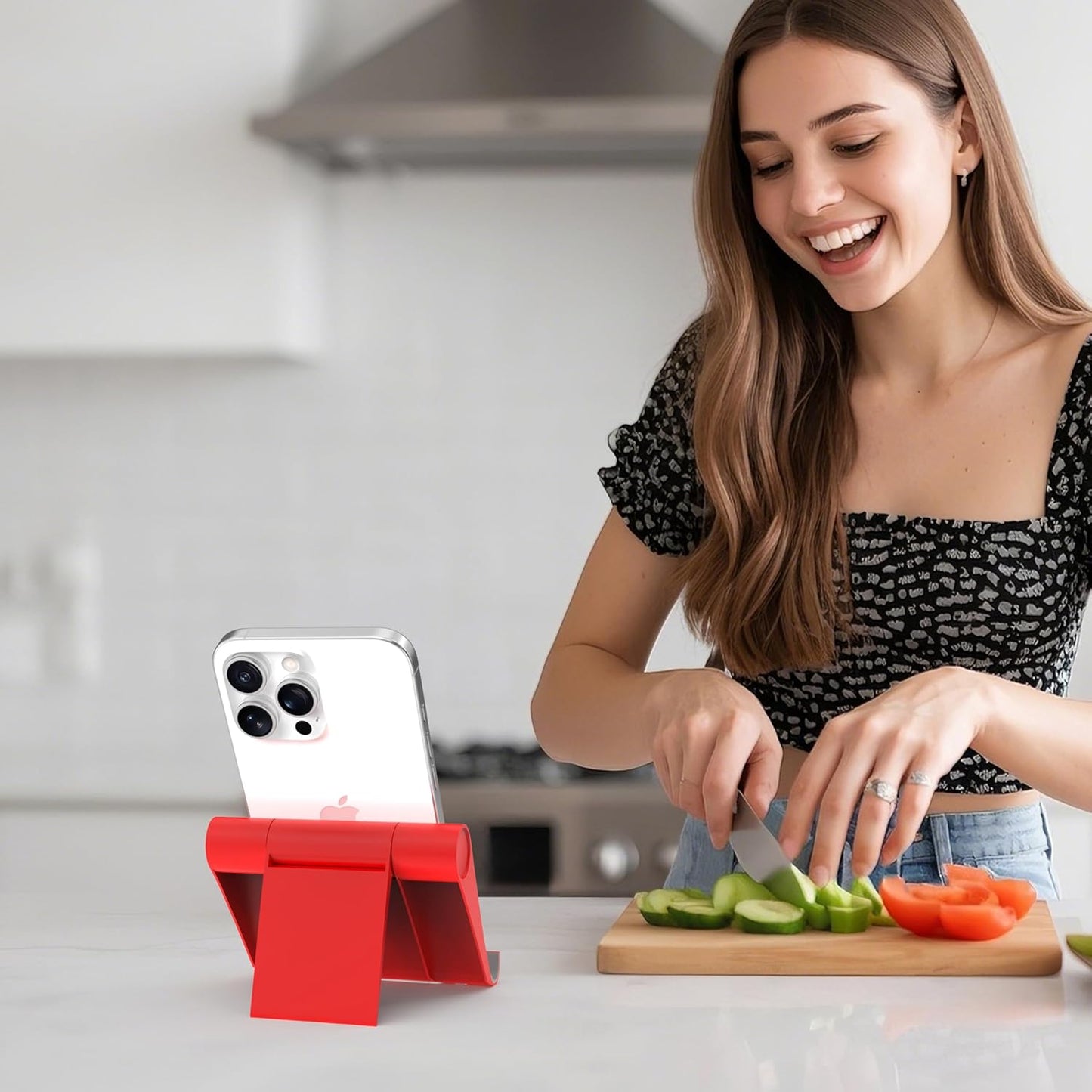 Cell Phone Stand for Desk, Foldable and Adjustable Multi-Angle Holder Dock, Universal Compatibility for Most Phone and Tablet, Portable and Sturdy Design for Office and Home (Pink)