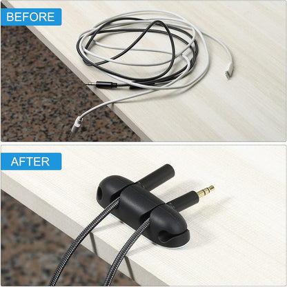 3pcs Cable Clips Cord Organizer for Desk, 3 Slots Silicone Adhesive Cord Holders Organizer Cable Management for USB Charging Cable, Black