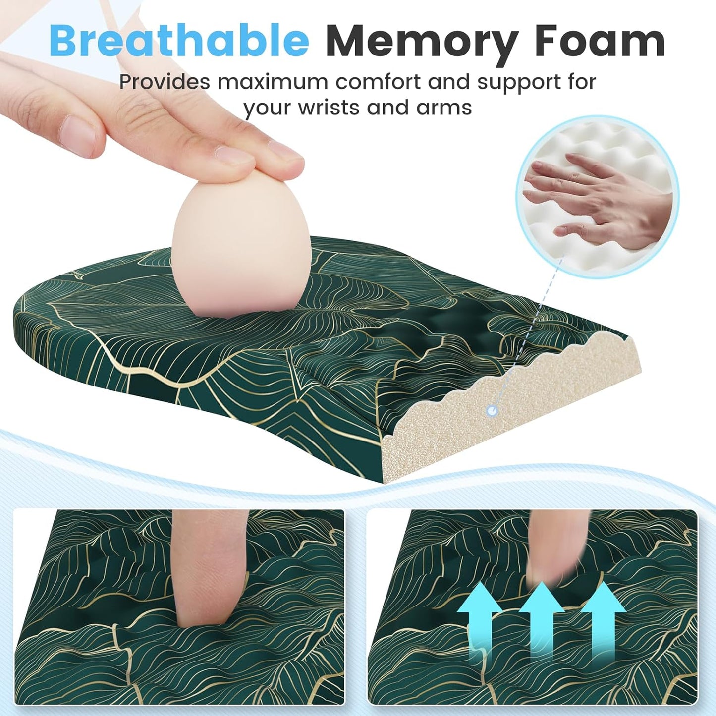 HAOCOO Keyboard Wrist Rest, Ergonomic Mouse Pad with Wrist Rest, 3 in 1 Keyboard and Mouse pad with Coaster Set, Memory Foam Wrist Support, Non-Slip PU Base for Home Office, Rose Gold Pink