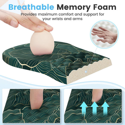 HAOCOO Keyboard Wrist Rest, Ergonomic Mouse Pad with Wrist Rest, 3 in 1 Keyboard and Mouse pad with Coaster Set, Memory Foam Wrist Support, Non-Slip PU Base for Home Office, Rose Gold Pink