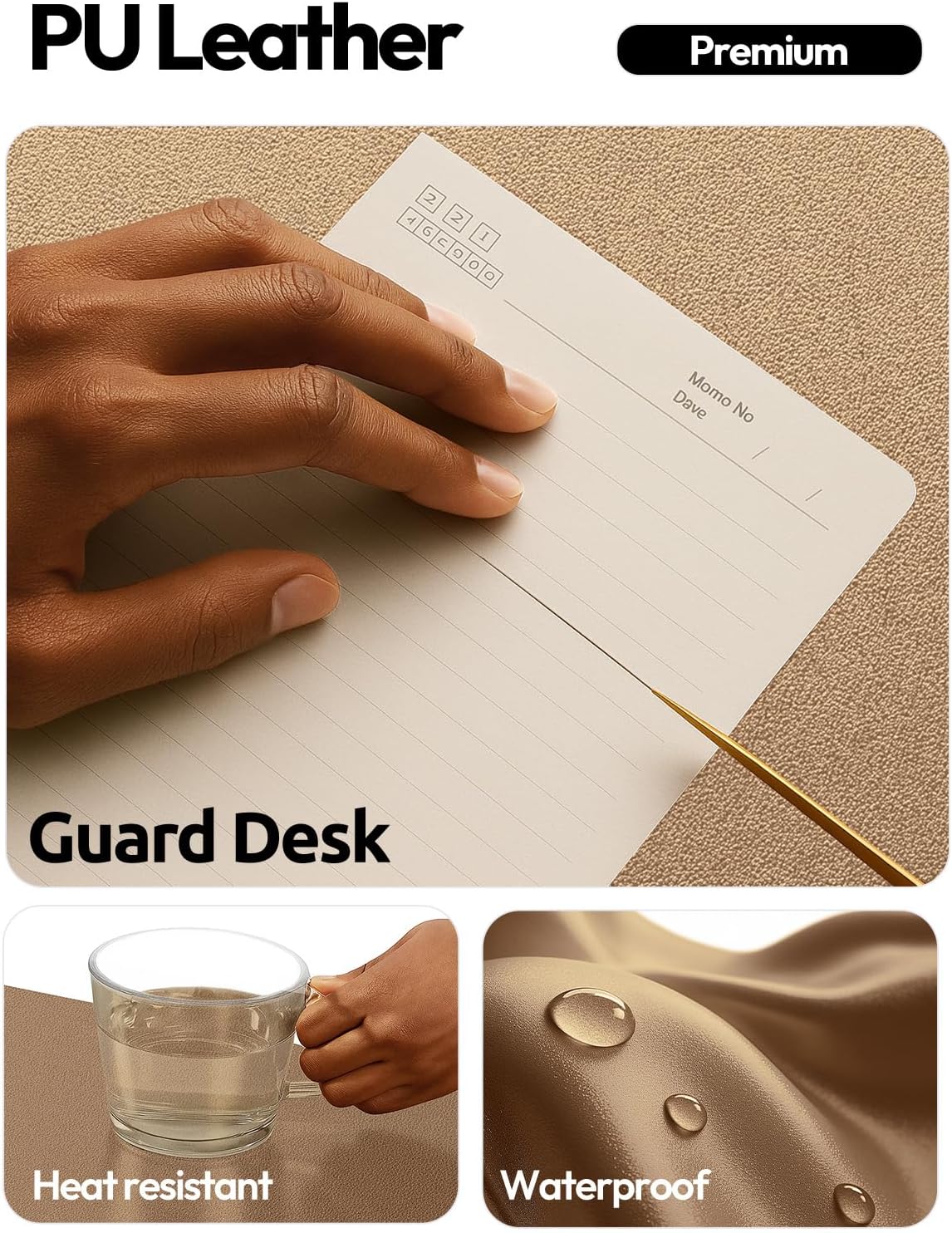 YSAGi Leather Desk Protector, Office Mat, Large Mouse Mat, Non-Slip PU Leather Blotter, Laptop Pad, Waterproof Writing Pad for Office and Home (Light Pink, 23.6" x 13.8") - Colors B