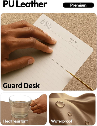 YSAGi Leather Desk Protector, Office Mat, Large Mouse Mat, Non-Slip PU Leather Blotter, Laptop Pad, Waterproof Writing Pad for Office and Home (Light Pink, 23.6" x 13.8") - Colors B